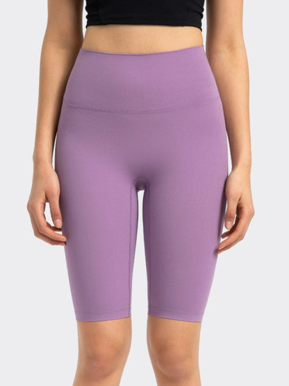 High Rise Wide Waistband Active Shorts - Znvia