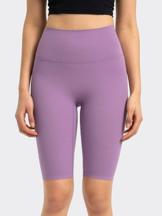 High Rise Wide Waistband Active Shorts - Znvia