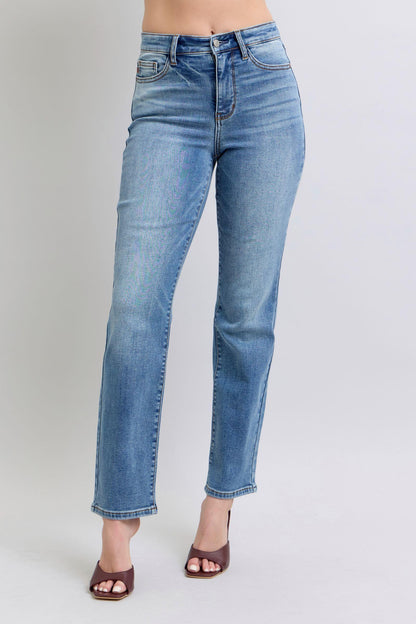 Full Size Run Vintage Wash Thermal Straight Jeans - Znvia