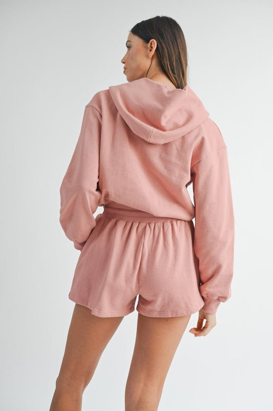 French Terry Hooded Romper - Znvia