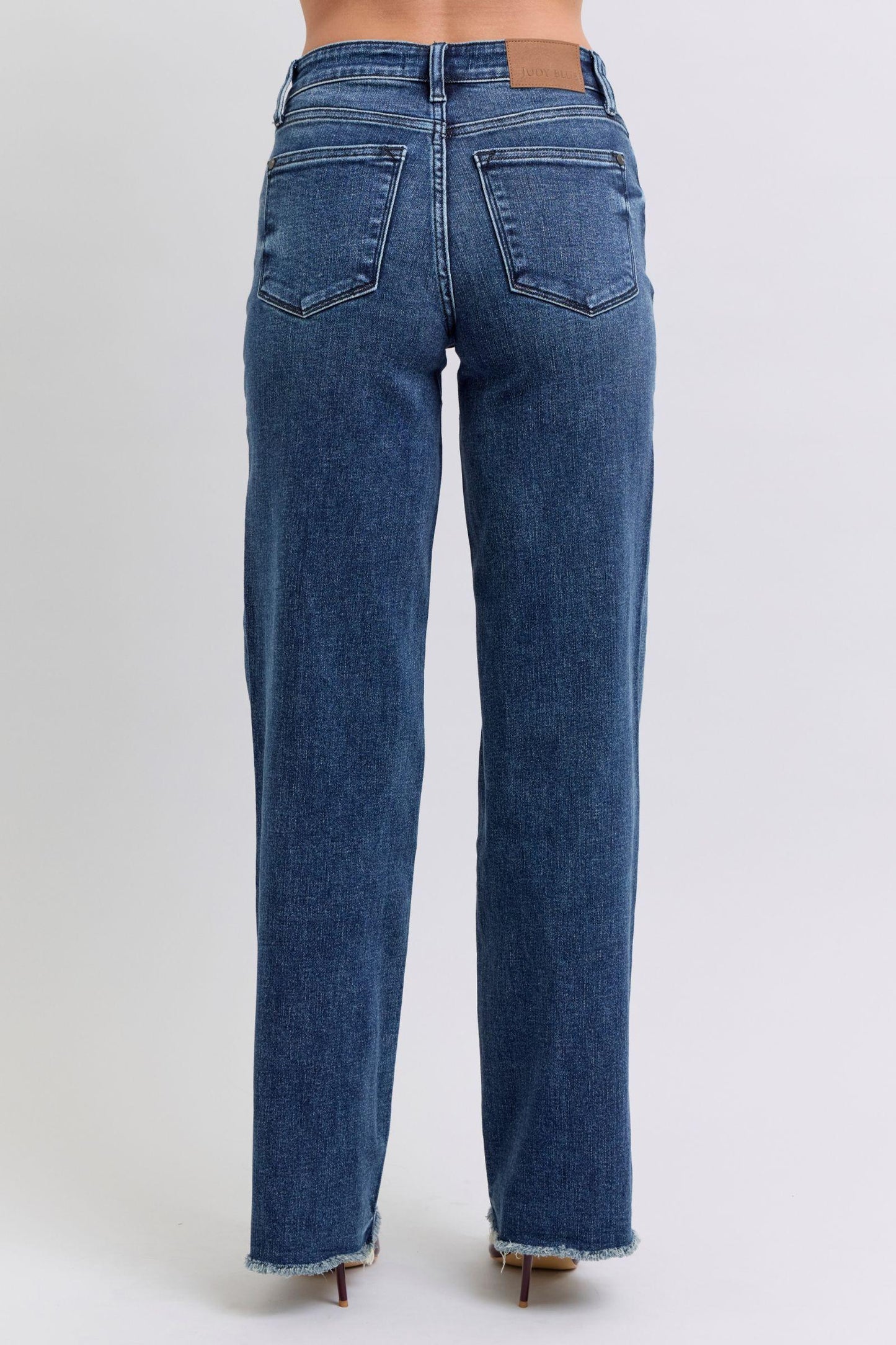 Blue Full Size Raw Hem Mid Rise Jeans - Znvia