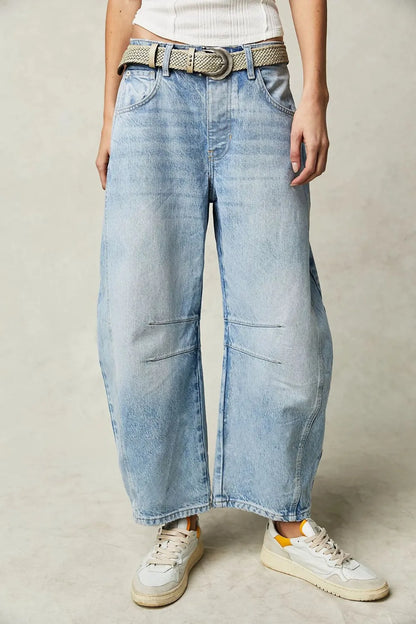 Wide Leg Jeans with Pockets - Znvia