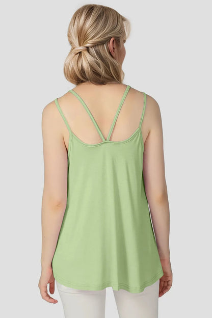 Bamboo Scoop Neck Double Spaghetti Straps Cami - Znvia