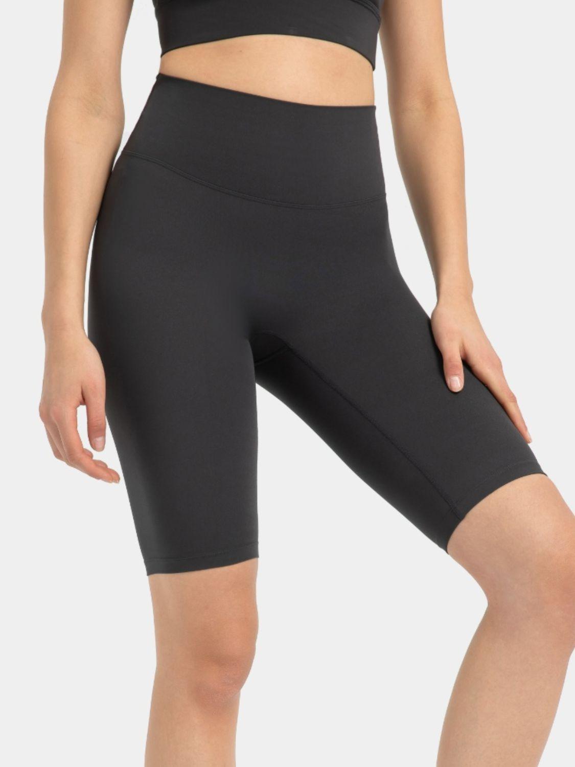 High Rise Wide Waistband Active Shorts - Znvia