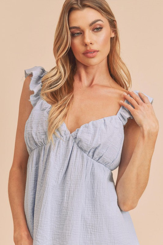 Sweetheart Neck Ruffled Strap Top - Znvia