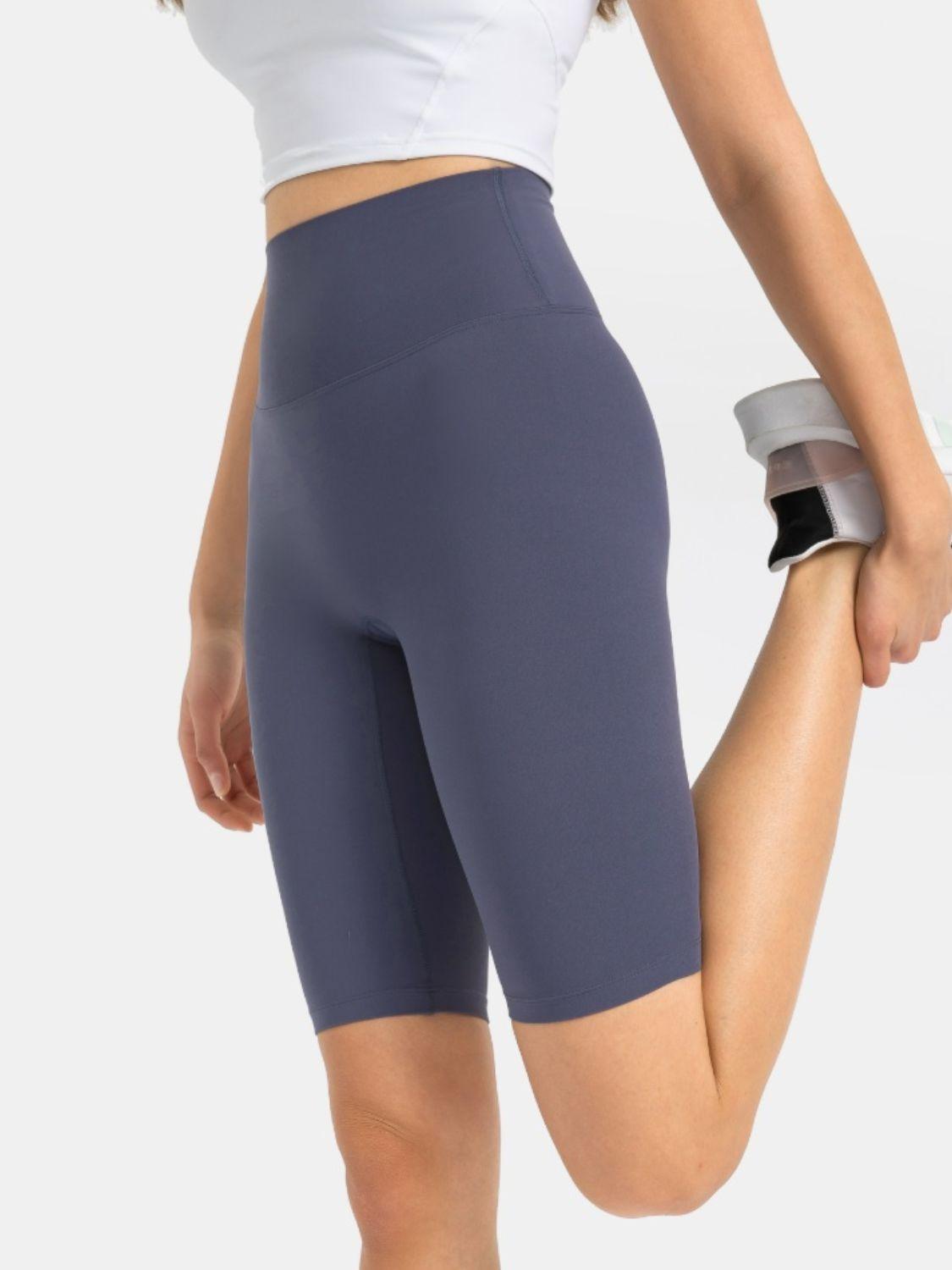High Rise Wide Waistband Active Shorts - Znvia