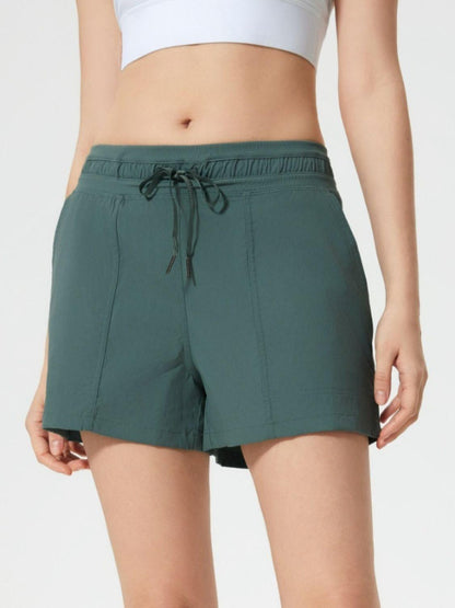Drawstring Active Shorts with Pockets - Znvia