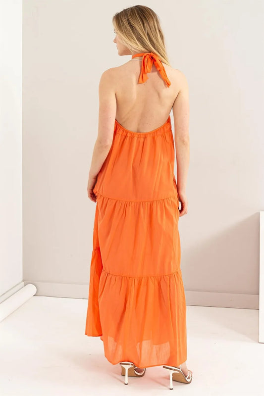 Vibrant Halter Neck Cover Up Maxi Dress for Effortless Style - Znvia