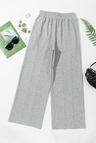 Drawstring Wide Leg Active Pants - Znvia