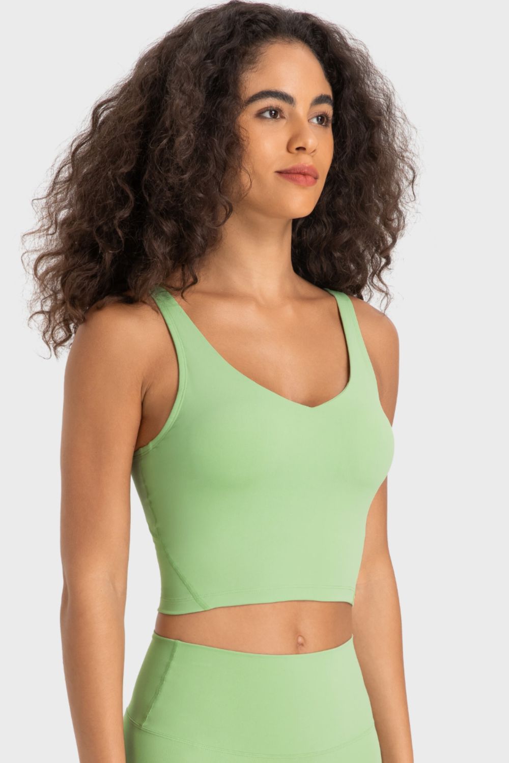Deep V-Neck Crop Sports Bra – Sleek, Supportive & Stylish - Znvia