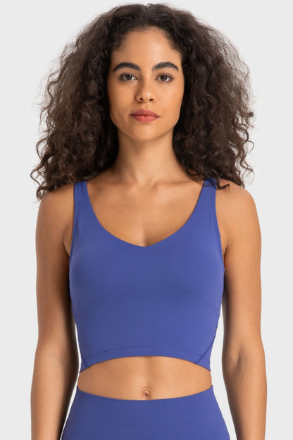 Deep V-Neck Crop Sports Bra – Sleek, Supportive & Stylish - Znvia