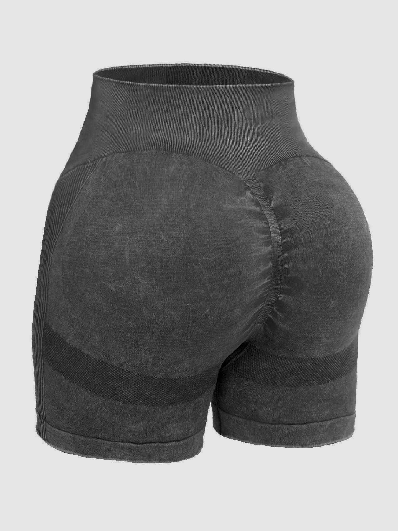 Washed High Waist Active Shorts - Znvia