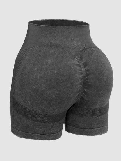 Washed High Waist Active Shorts - Znvia