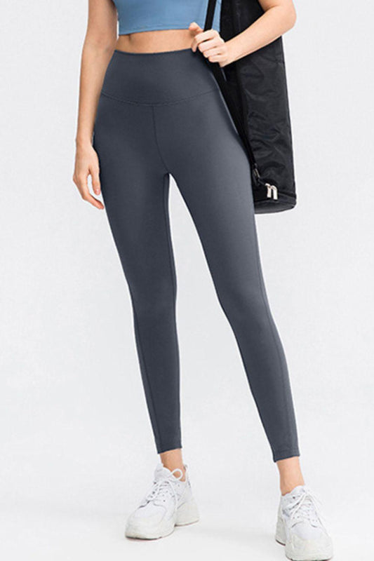 Slim Fit Wide Waistband Long Sports Pants - Znvia
