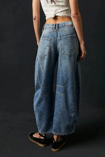 Wide Leg Jeans with Pockets - Znvia
