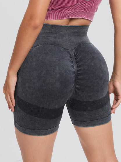 Washed High Waist Active Shorts - Znvia