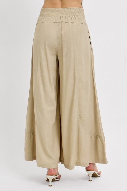 Shirring Detail Wide Leg Pants – All-Day Comfort - Znvia