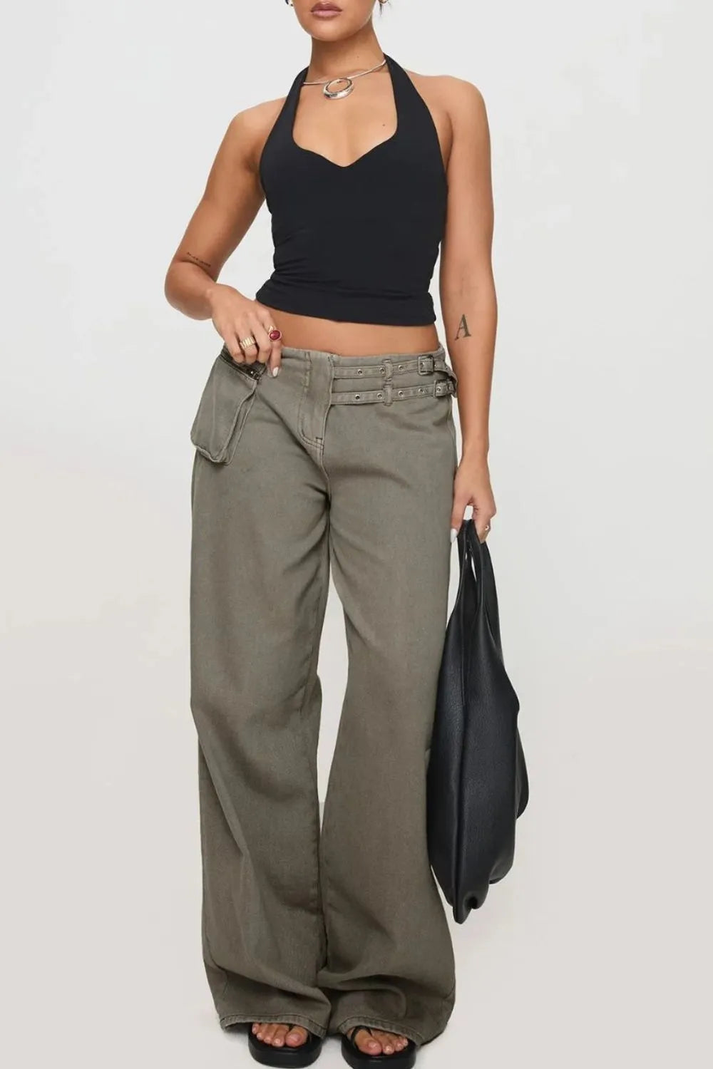 Wide Leg Jeans with Pockets - Znvia