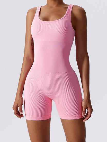 Ribbed Sleeveless Active Romper – Elevate Your Workout & Lounge Game - Znvia