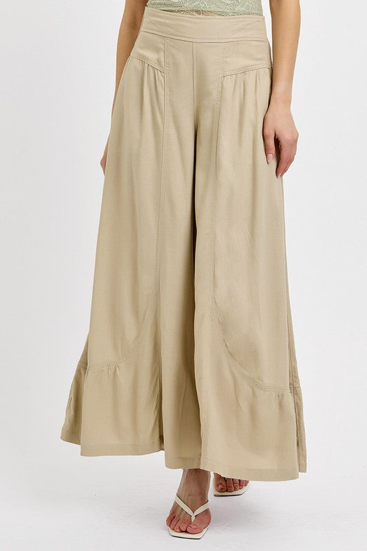 Shirring Detail Wide Leg Pants – All-Day Comfort - Znvia