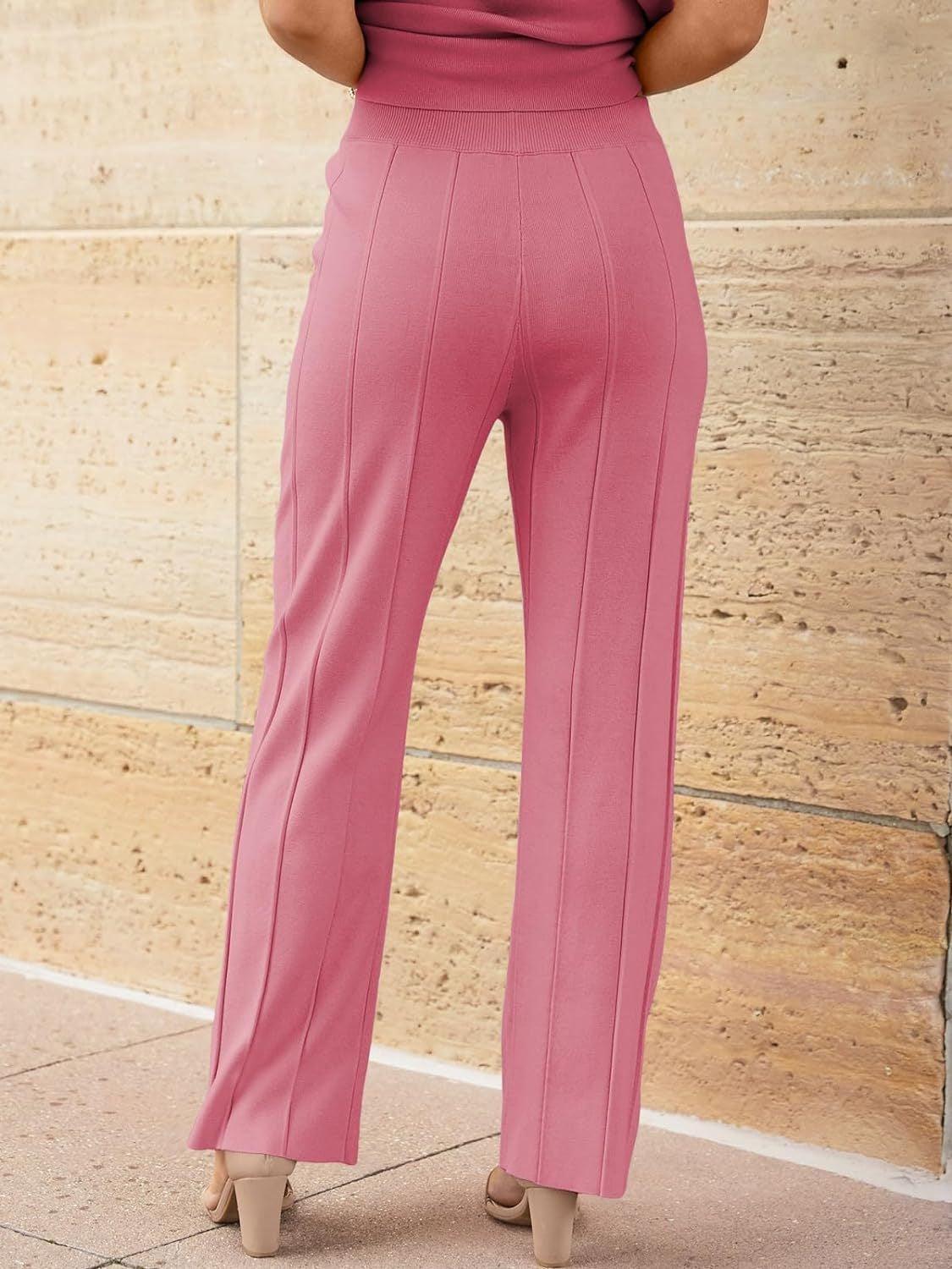 Round Neck Cap Sleeve Top and Pants Knit Set – Effortless Style Meets Supreme Comfort - Znvia