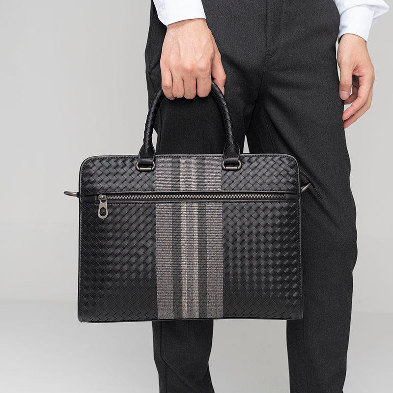 Stitching Woven Business Casual Briefcase Men&