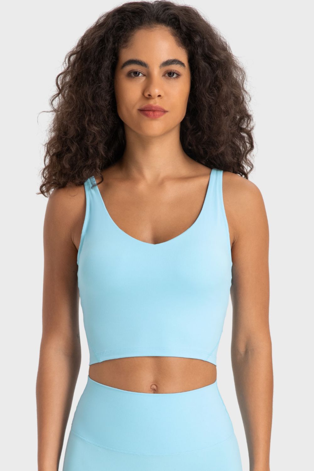 Deep V-Neck Crop Sports Bra – Sleek, Supportive & Stylish - Znvia