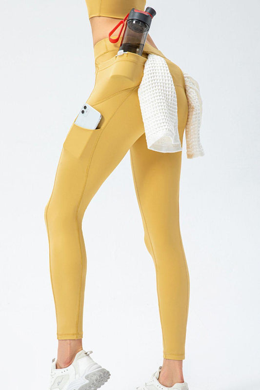 Full Size Slim Fit High Waist Long Sports Pants with Pockets - Znvia