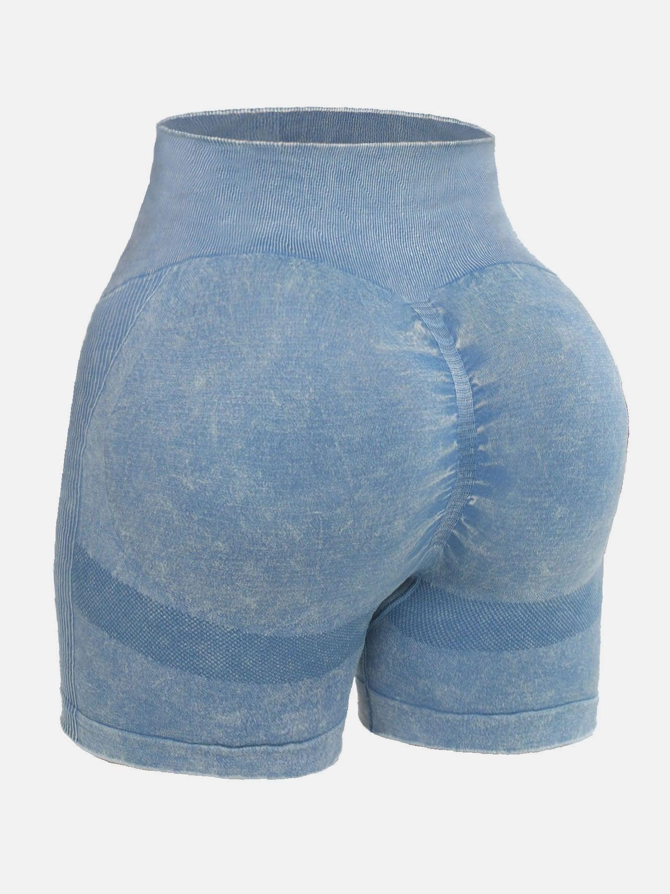 Washed High Waist Active Shorts - Znvia