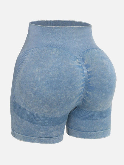 Washed High Waist Active Shorts - Znvia