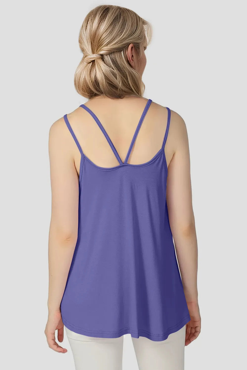 Bamboo Scoop Neck Double Spaghetti Straps Cami - Znvia