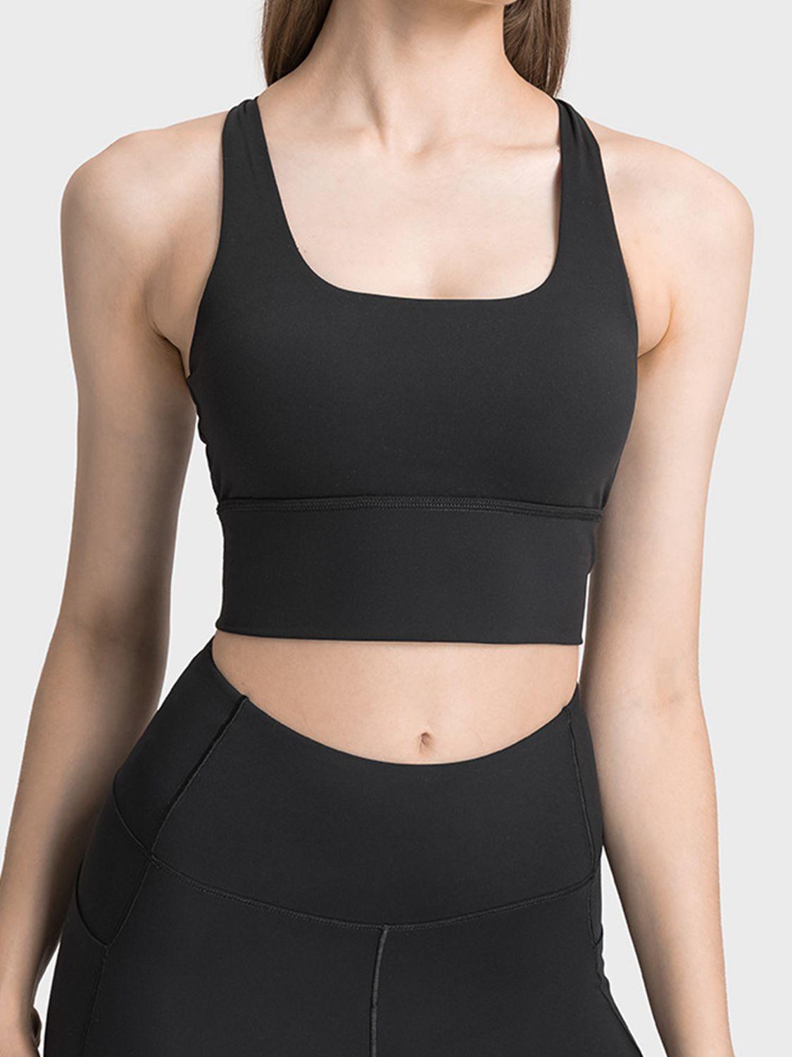 Scoop Neck Crisscross Straps Sports Bra - Znvia