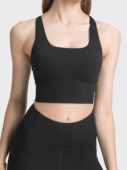 Scoop Neck Crisscross Straps Sports Bra - Znvia