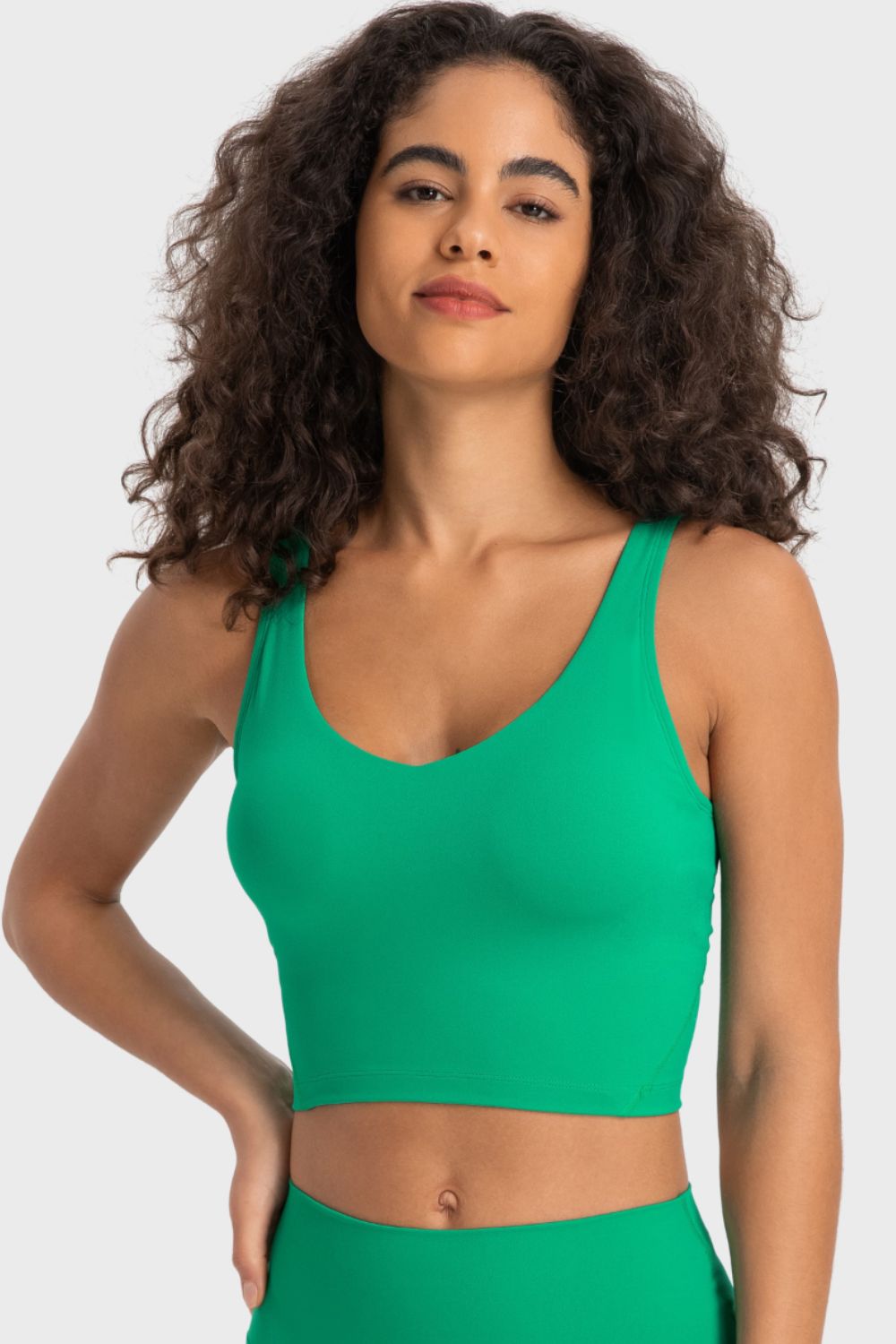 Deep V-Neck Crop Sports Bra – Sleek, Supportive & Stylish - Znvia