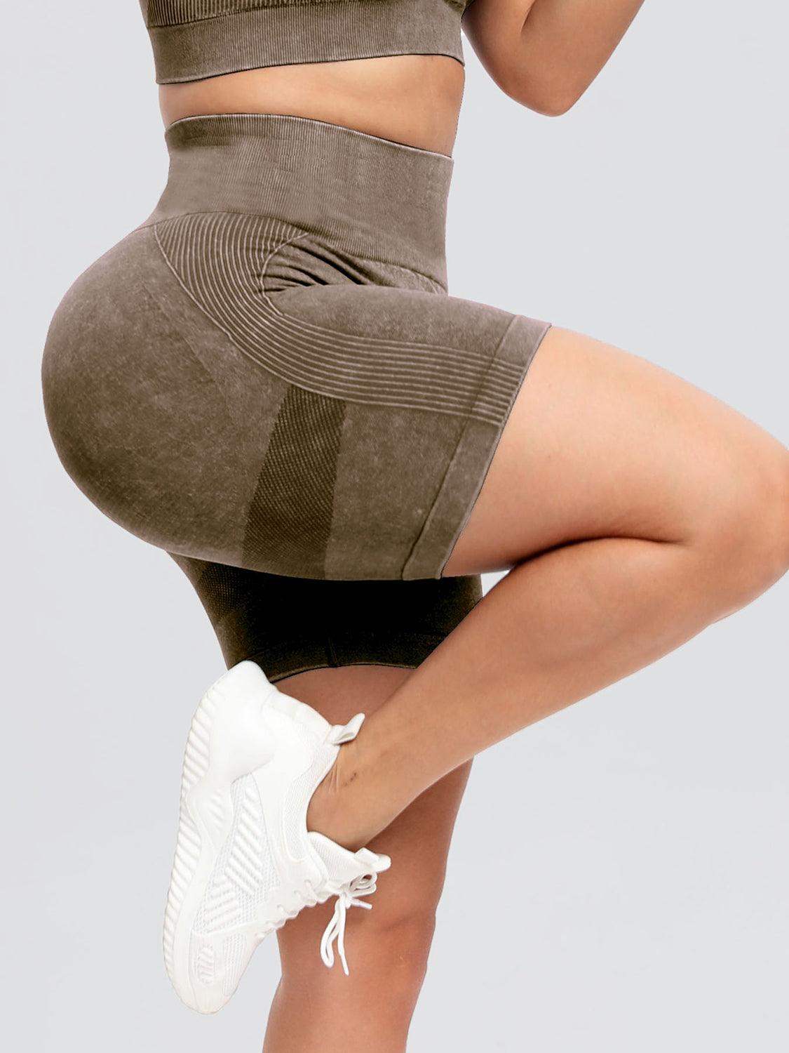 Washed High Waist Active Shorts - Znvia