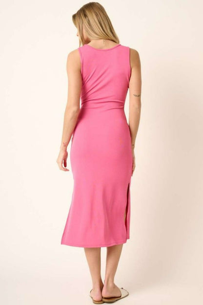 Side Slit Wide Strap Midi Tank Dress - Znvia