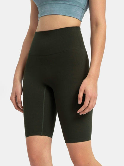 High Rise Wide Waistband Active Shorts - Znvia