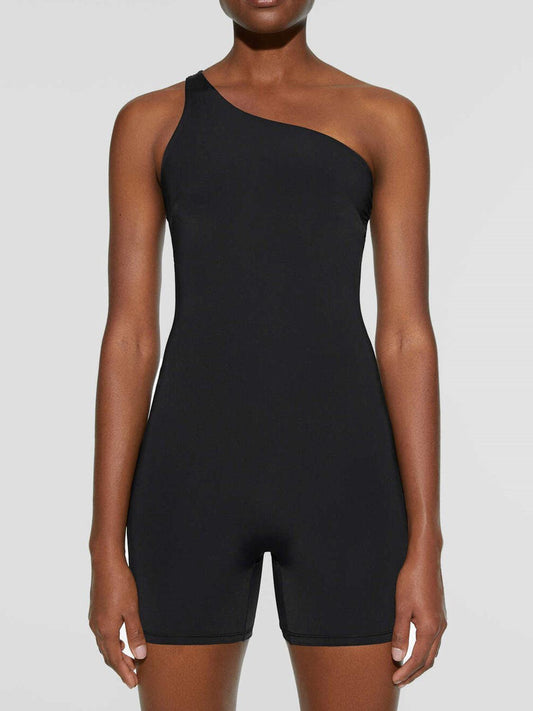 Single Shoulder Active Romper – Elevate Your Activewear Game with Effortless Style! - Znvia