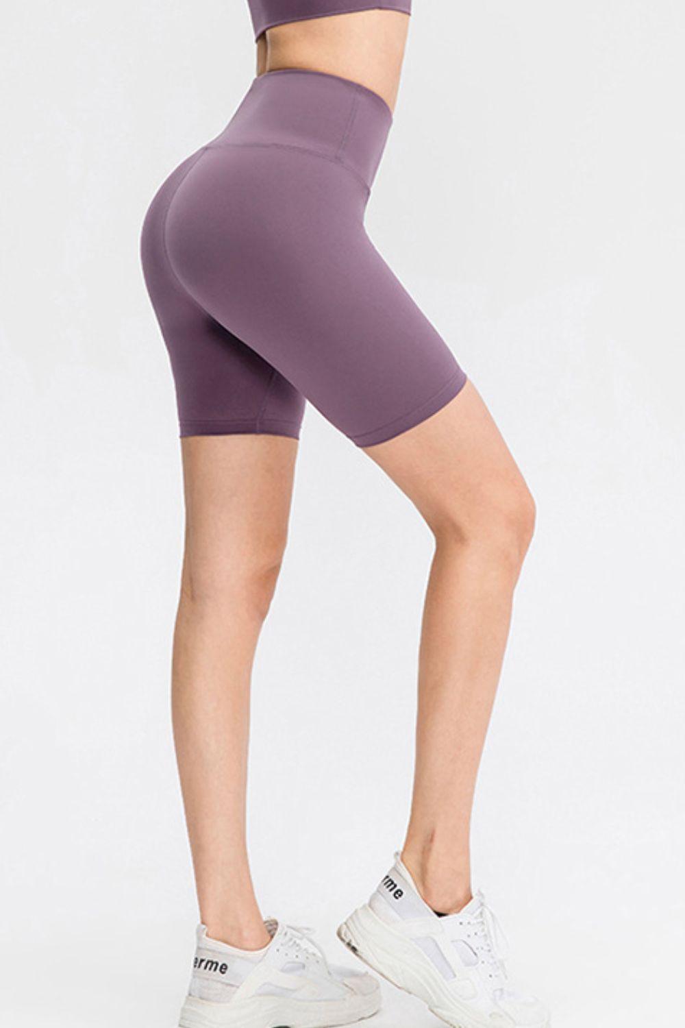 Slim Fit Wide Waistband Sports Shorts - Znvia