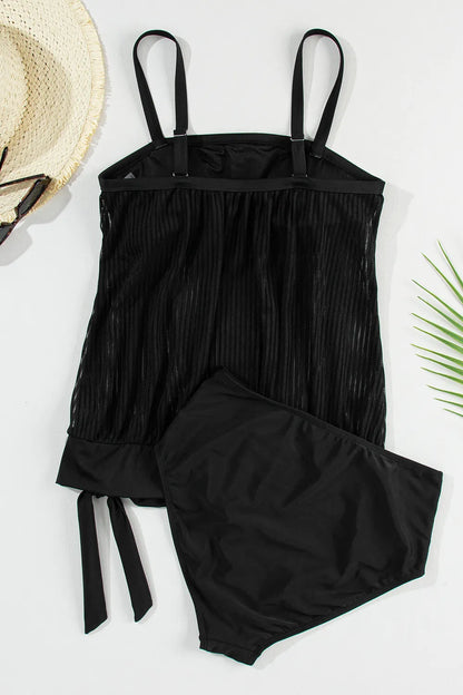 Stylish Square Neck Spaghetti Strap Tankini Set for Comfort - Znvia