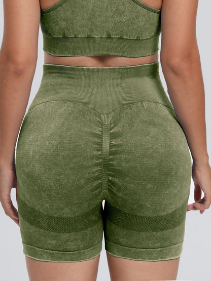 Washed High Waist Active Shorts - Znvia