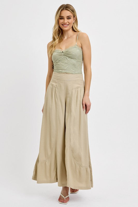Shirring Detail Wide Leg Pants – All-Day Comfort - Znvia