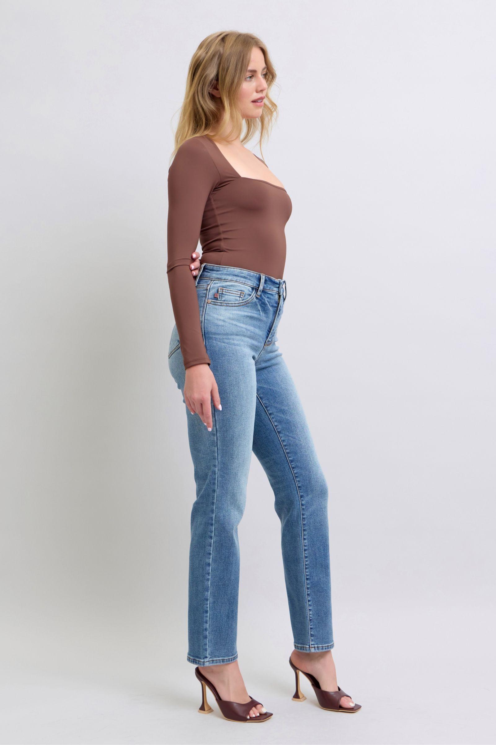 Full Size Run Vintage Wash Thermal Straight Jeans - Znvia