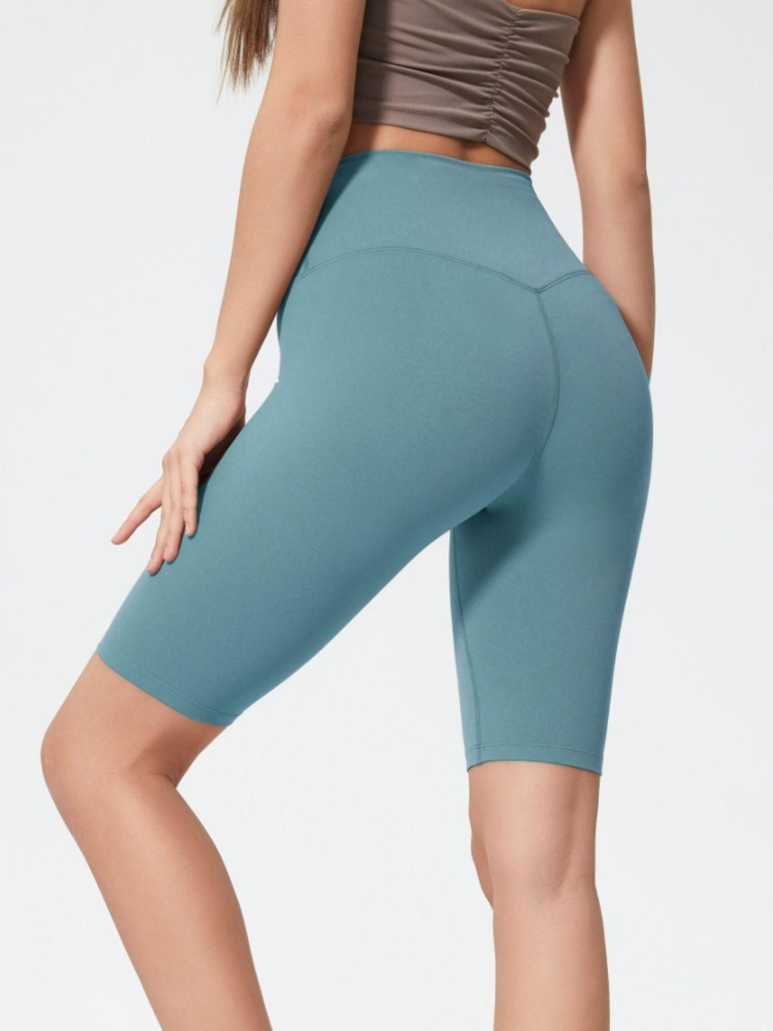 High Rise Wide Waistband Active Shorts - Znvia