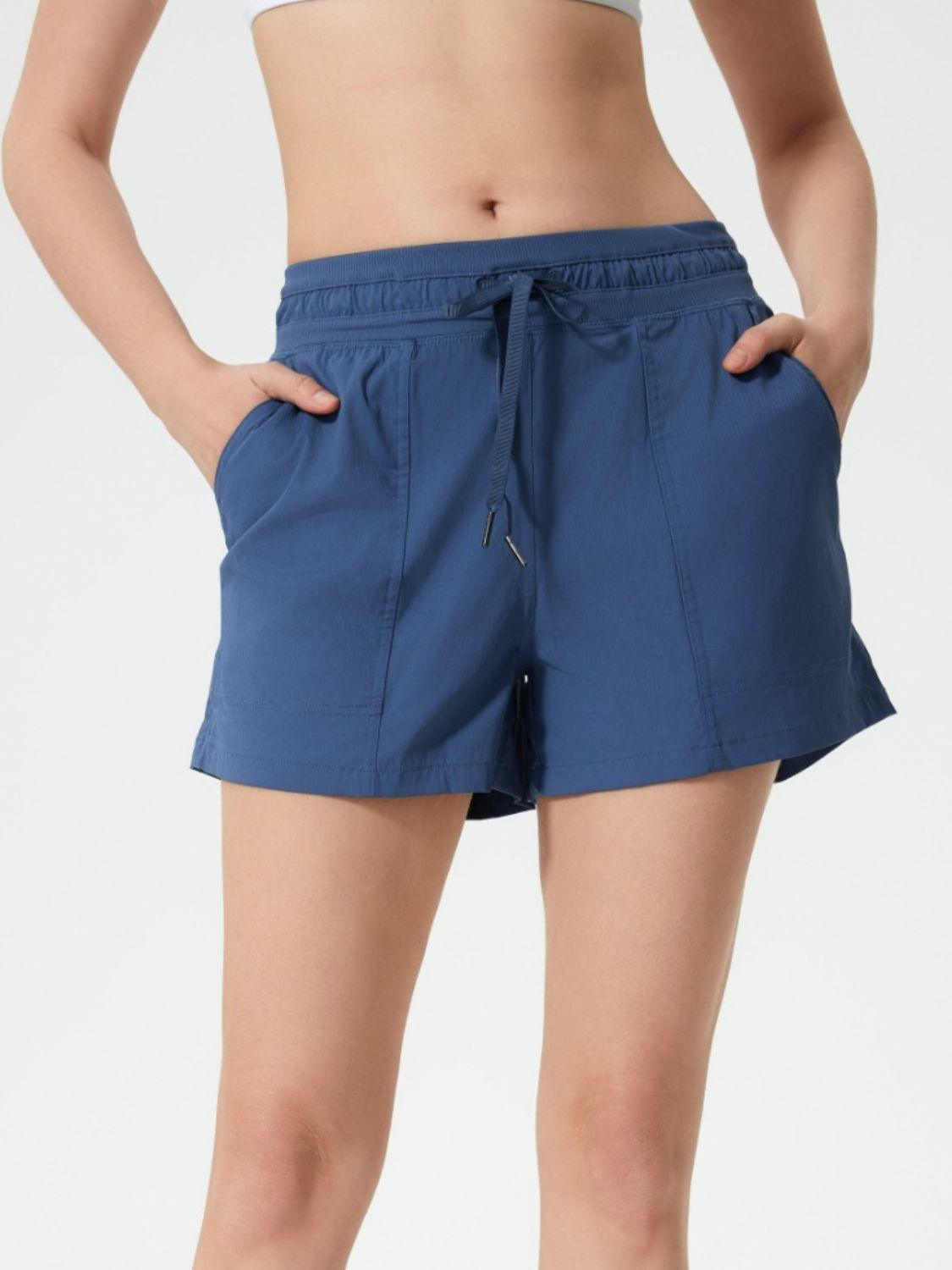 Drawstring Active Shorts with Pockets - Znvia