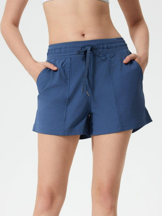 Drawstring Active Shorts with Pockets - Znvia
