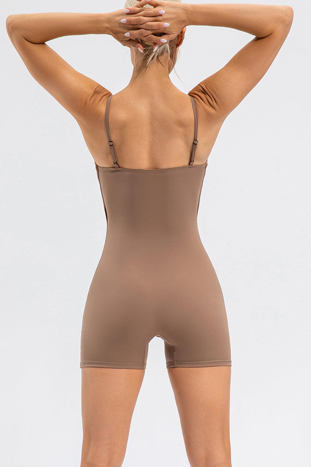 Spaghetti Strap Round Neck Romper - Znvia