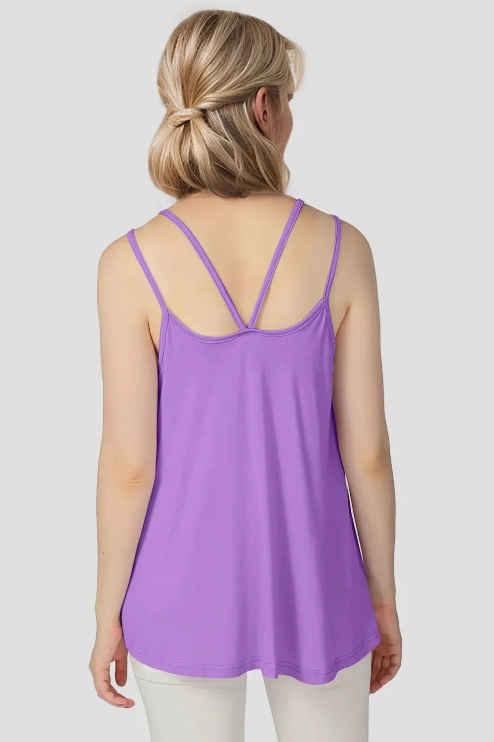 Bamboo Scoop Neck Double Spaghetti Straps Cami - Znvia