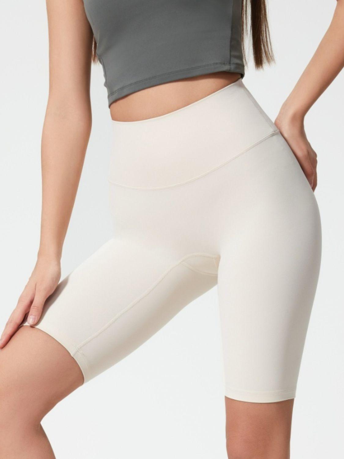 High Rise Wide Waistband Active Shorts - Znvia