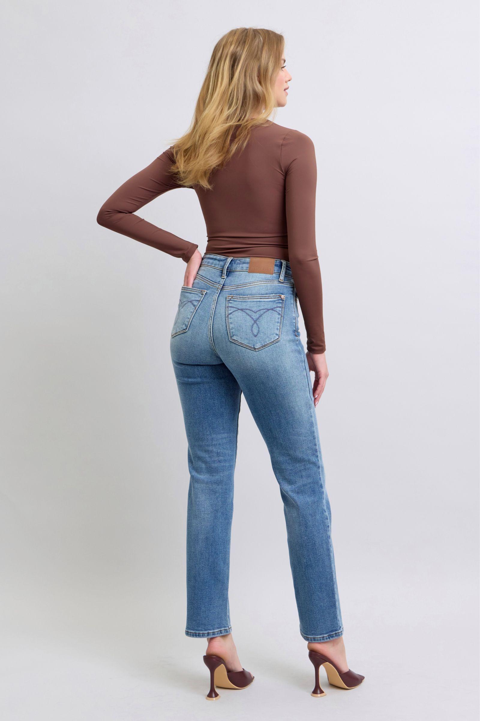 Full Size Run Vintage Wash Thermal Straight Jeans - Znvia